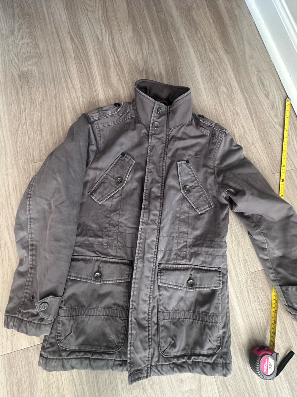 Esprit Y2K Military Utility Field Jacket Gray Cargo Safari Moto Sz M - Picture 2 of 16